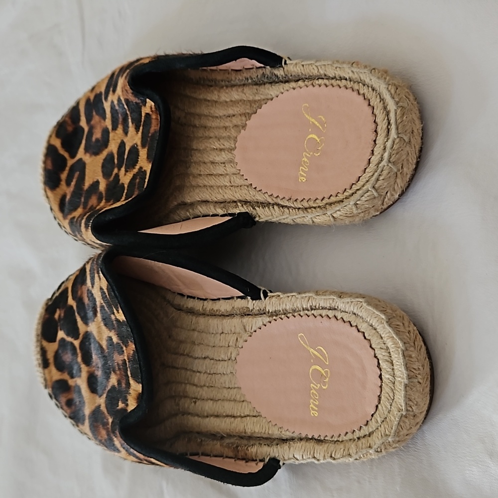 J.CREW Animal Print Hair Calf Espadrille Mule Size 7.5 - Picture 9 of 13